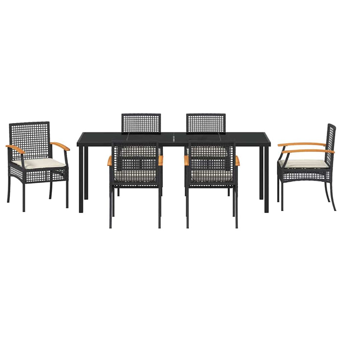 Set de masă pentru grădină 7 pcs Negru poliratan - WALTI WALTI