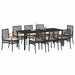 Set de masă pentru grădină 9 pcs Negru poliratan - WALTI WALTI