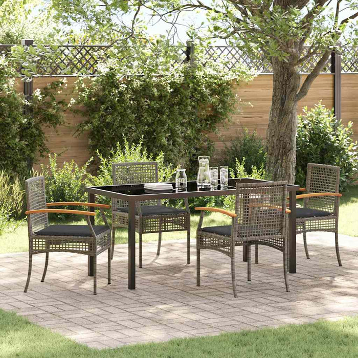 Set de masă pentru grădină cu pernă 5 pcs Gri și negru Ratan - WALTI WALTI