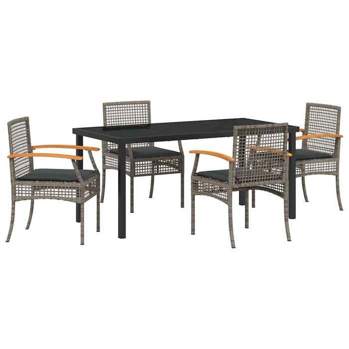 Set de masă pentru grădină cu pernă 5 pcs Gri și negru Ratan - WALTI WALTI