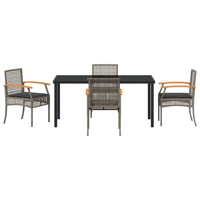 Set de masă pentru grădină cu pernă 5 pcs Gri și negru Ratan - WALTI WALTI