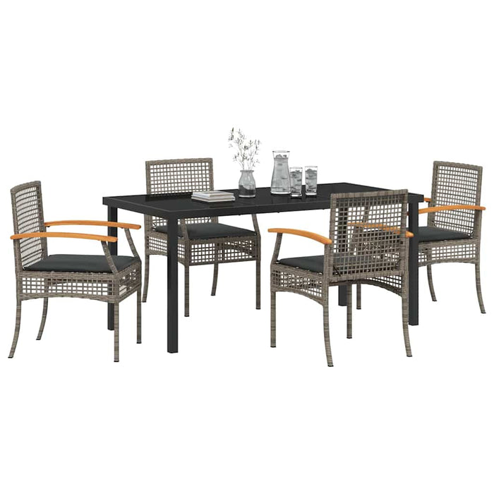 Set de masă pentru grădină cu pernă 5 pcs Gri și negru Ratan - WALTI WALTI