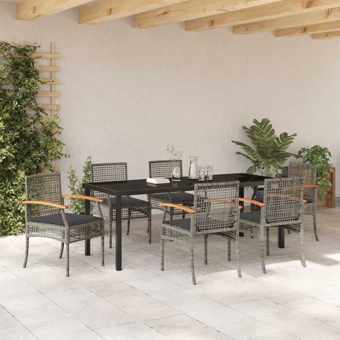 Set de masă pentru grădină 7 pcs Gri poliratan - WALTI WALTI