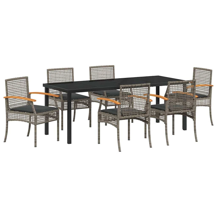 Set de masă pentru grădină 7 pcs Gri poliratan - WALTI WALTI