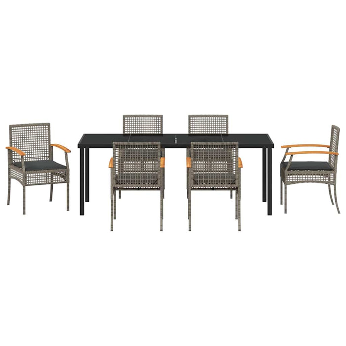 Set de masă pentru grădină 7 pcs Gri poliratan - WALTI WALTI