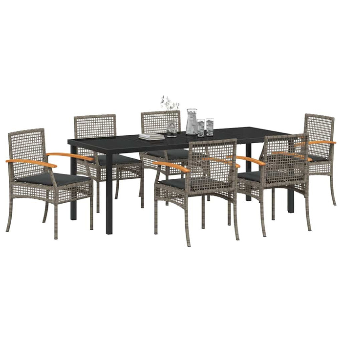 Set de masă pentru grădină 7 pcs Gri poliratan - WALTI WALTI