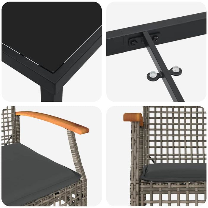 Set de masă pentru grădină 9 pcs Gri poliratan - WALTI WALTI