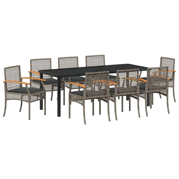 Set de masă pentru grădină 9 pcs Gri poliratan - WALTI WALTI