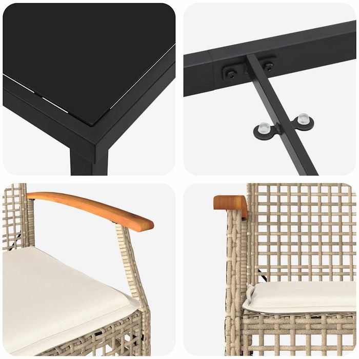 Set de masă pentru grădină 7 pcs Bej poliratan - WALTI WALTI