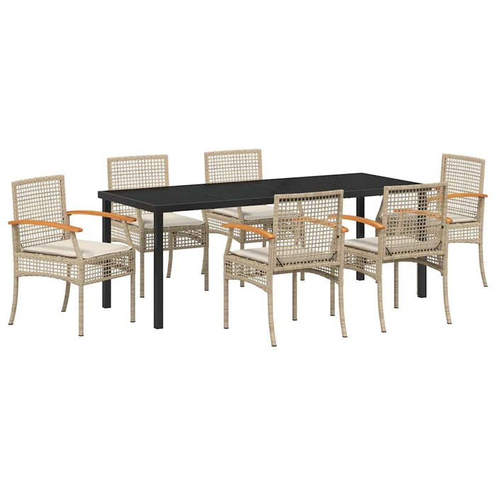 Set de masă pentru grădină 7 pcs Bej poliratan - WALTI WALTI