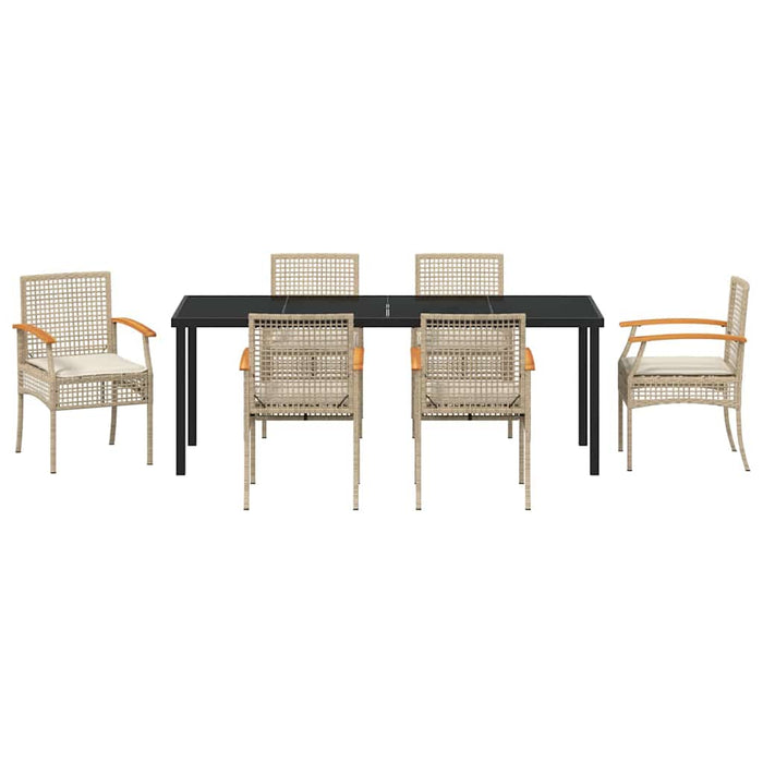 Set de masă pentru grădină 7 pcs Bej poliratan - WALTI WALTI