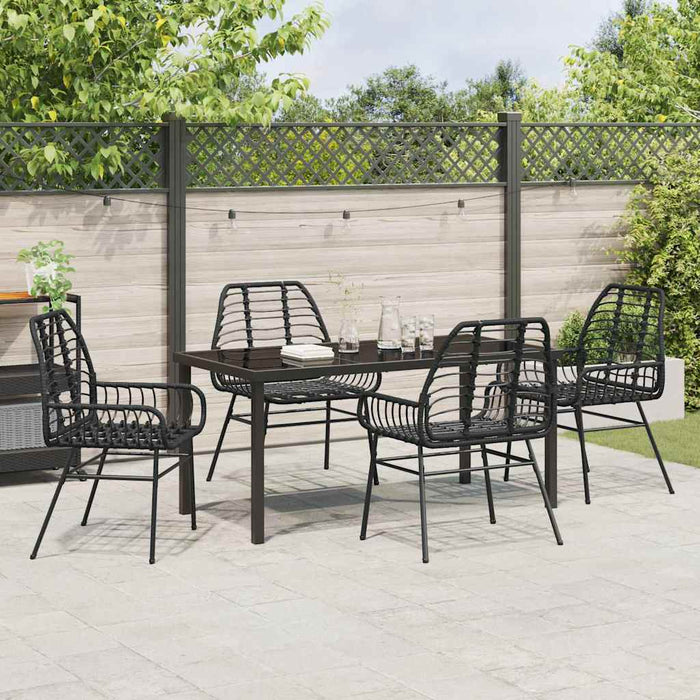 Set de masă pentru grădină 5 pcs Negru poliratan WALTI