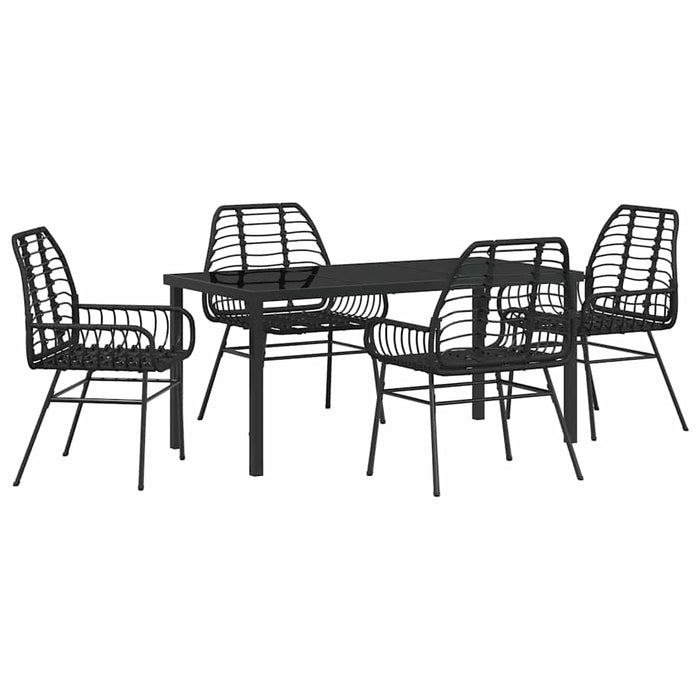 Set de masă pentru grădină 5 pcs Negru poliratan WALTI