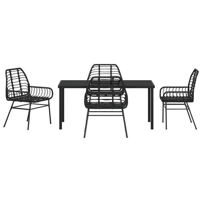 Set de masă pentru grădină 5 pcs Negru poliratan WALTI