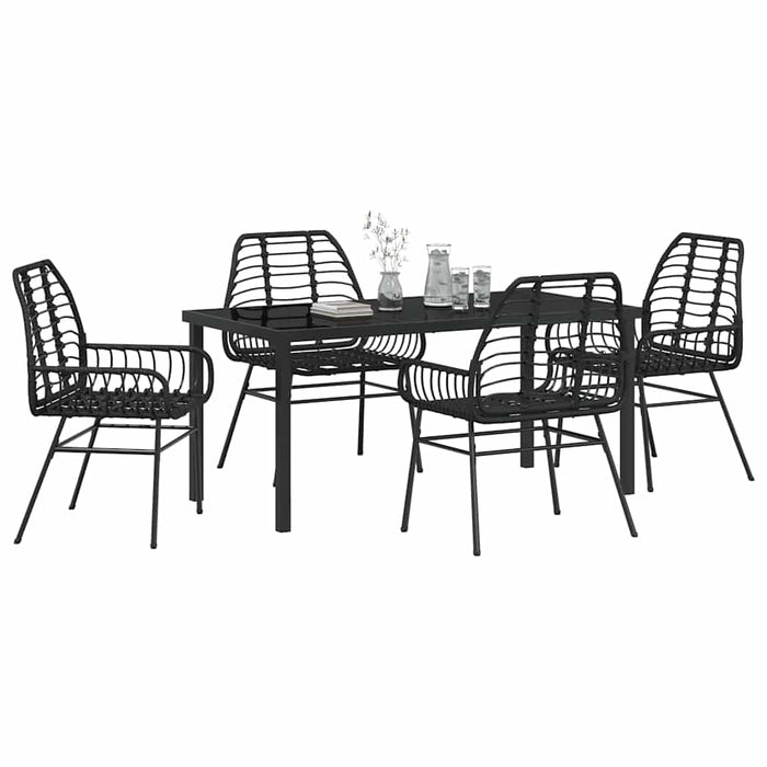 Set de masă pentru grădină 5 pcs Negru poliratan WALTI