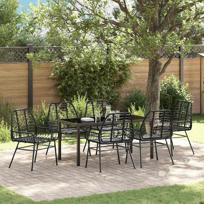 Set de masă pentru grădină 7 pcs Negru poliratan WALTI