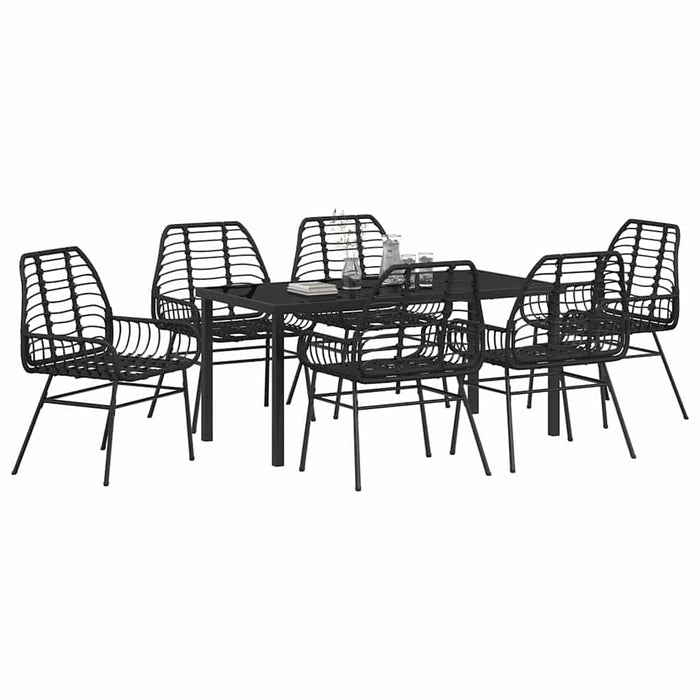 Set de masă pentru grădină 7 pcs Negru poliratan WALTI