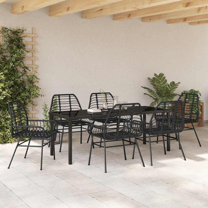Set de masă pentru grădină 7 pcs Negru poliratan - WALTI WALTI