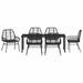 Set de masă pentru grădină 7 pcs Negru poliratan - WALTI WALTI