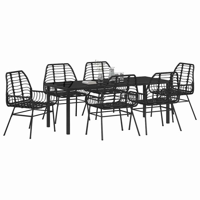Set de masă pentru grădină 7 pcs Negru poliratan - WALTI WALTI