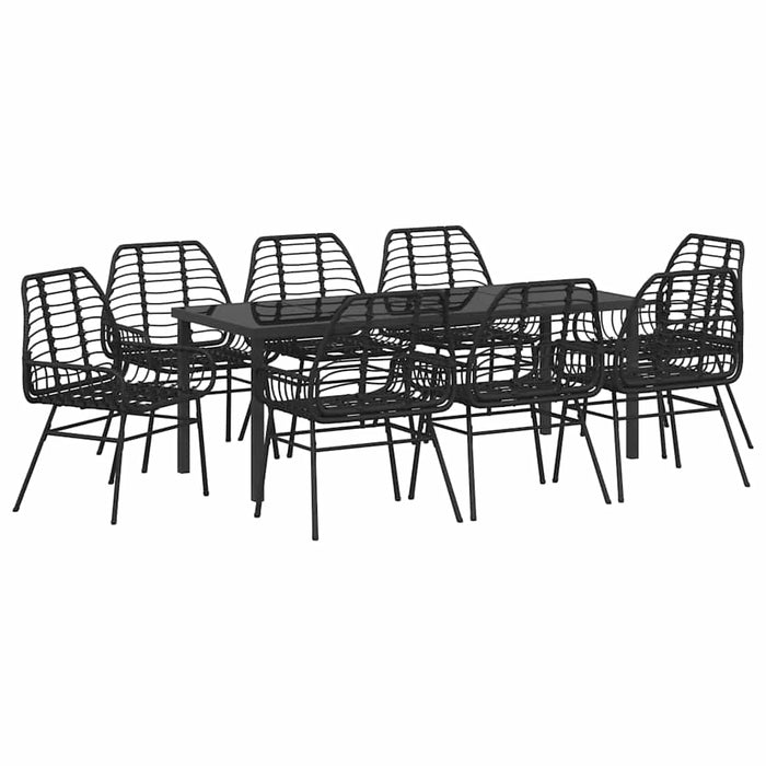 Set de masă pentru grădină 9 pcs Negru poliratan - WALTI WALTI