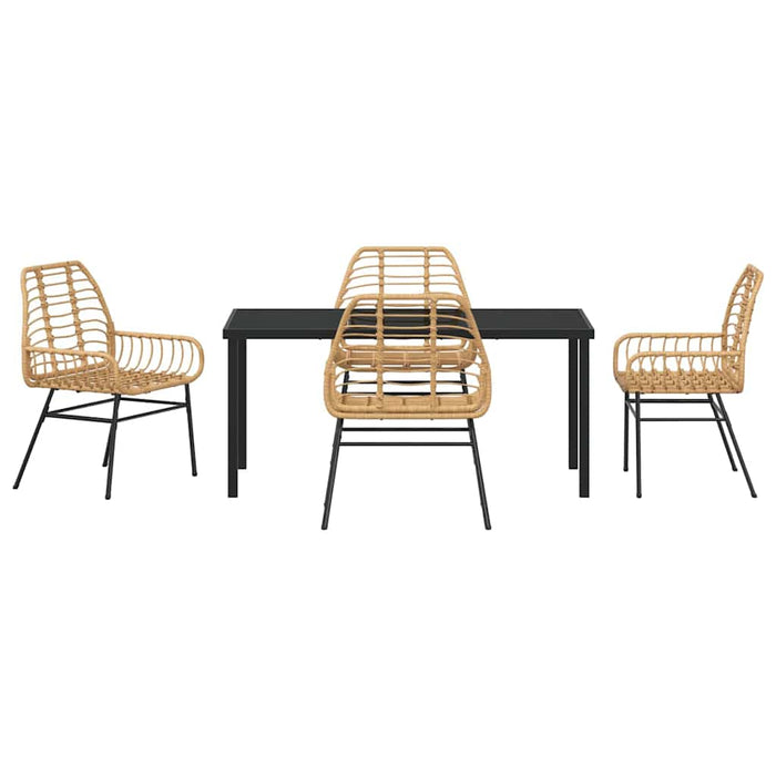 Set de masă pentru grădină 5 pcs Maro poliratan - WALTI WALTI