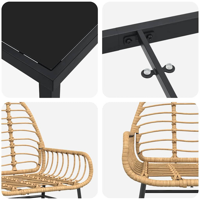 Set de masă pentru grădină 7 pcs Maro poliratan - WALTI WALTI
