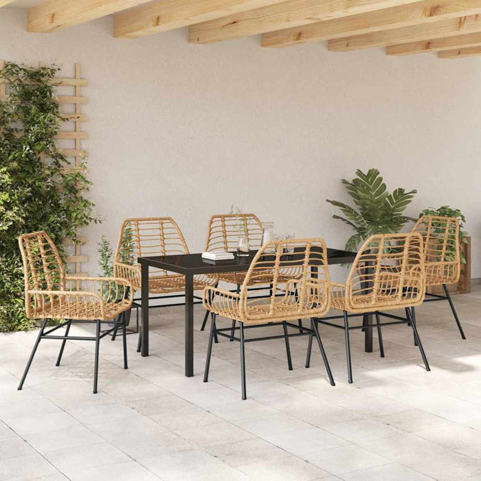 Set de masă pentru grădină 7 pcs Maro poliratan - WALTI WALTI