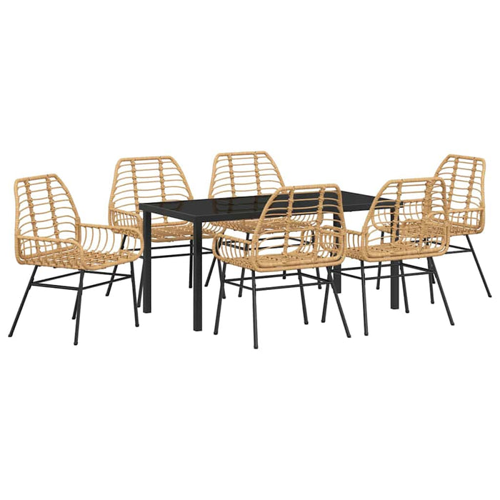 Set de masă pentru grădină 7 pcs Maro poliratan - WALTI WALTI