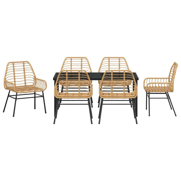 Set de masă pentru grădină 7 pcs Maro poliratan - WALTI WALTI