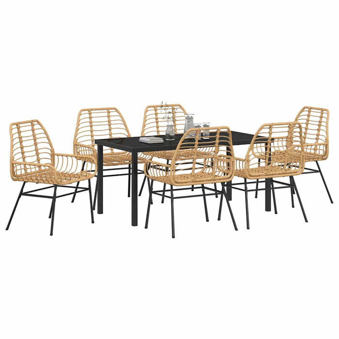 Set de masă pentru grădină 7 pcs Maro poliratan - WALTI WALTI