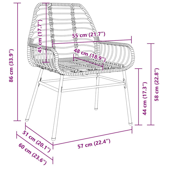 Set de masă pentru grădină 7 pcs Maro poliratan - WALTI WALTI