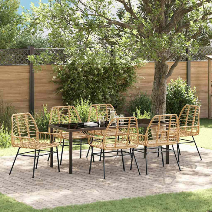 Set de masă pentru grădină 7 pcs Maro poliratan - WALTI WALTI