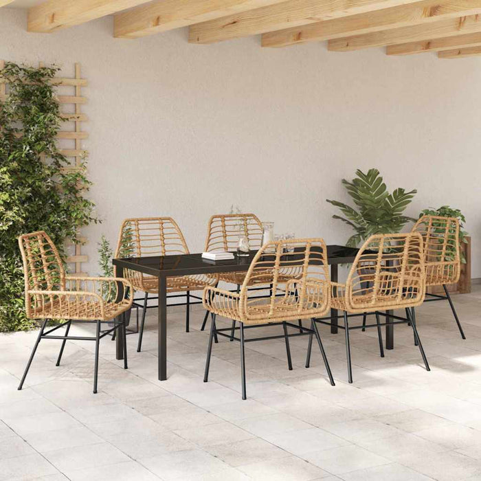 Set de masă pentru grădină 7 pcs Maro poliratan - WALTI WALTI