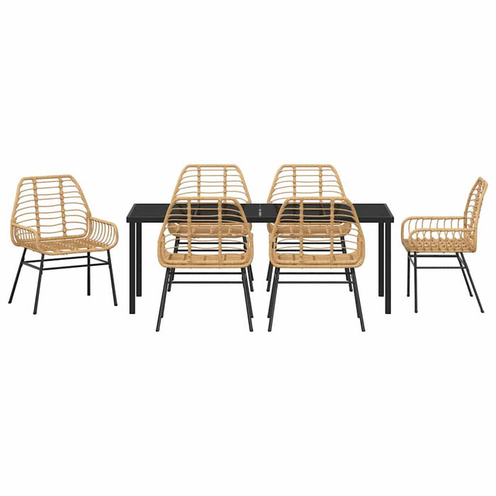Set de masă pentru grădină 7 pcs Maro poliratan - WALTI WALTI