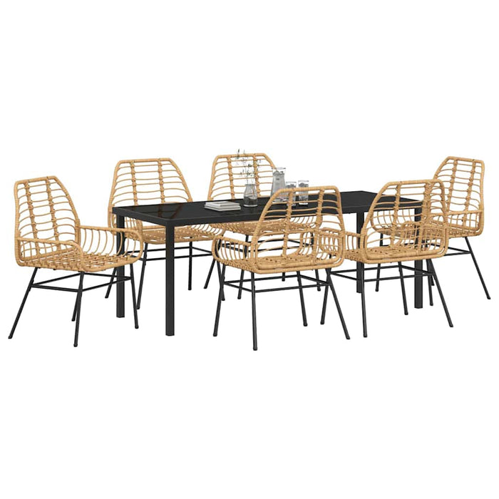 Set de masă pentru grădină 7 pcs Maro poliratan - WALTI WALTI