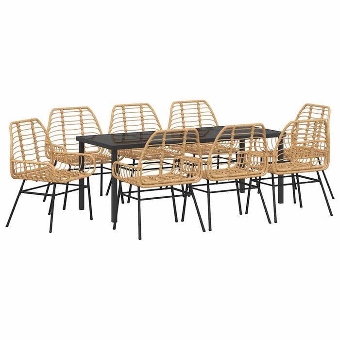 Set de masă pentru grădină 9 pcs Maro poliratan - WALTI WALTI