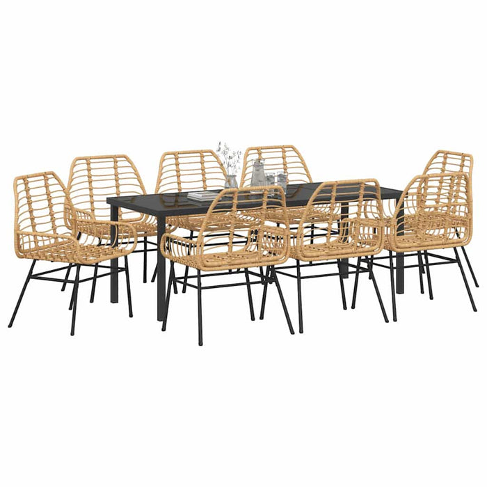 Set de masă pentru grădină 9 pcs Maro poliratan - WALTI WALTI