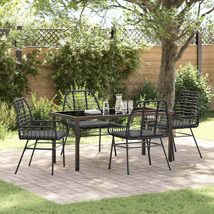 Set de masă pentru grădină 5 pcs Negru poliratan - WALTI WALTI