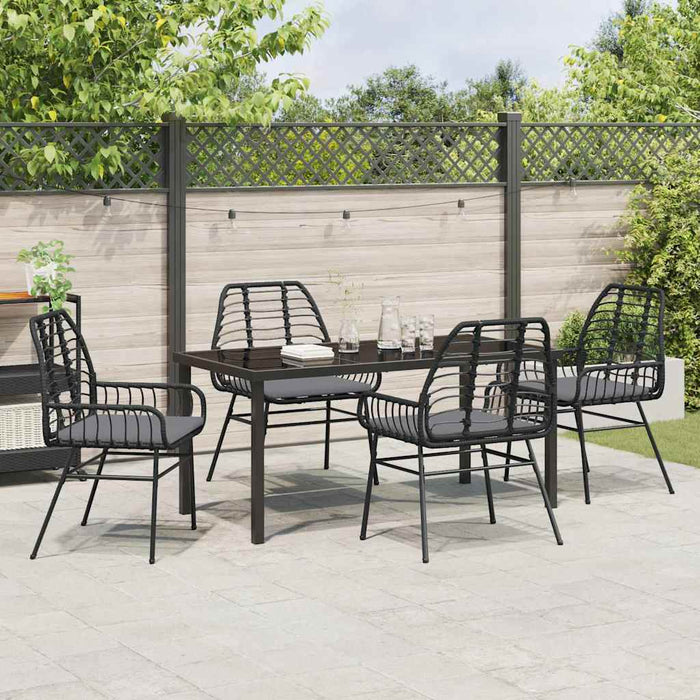 Set de masă pentru grădină 5 pcs Negru poliratan - WALTI WALTI