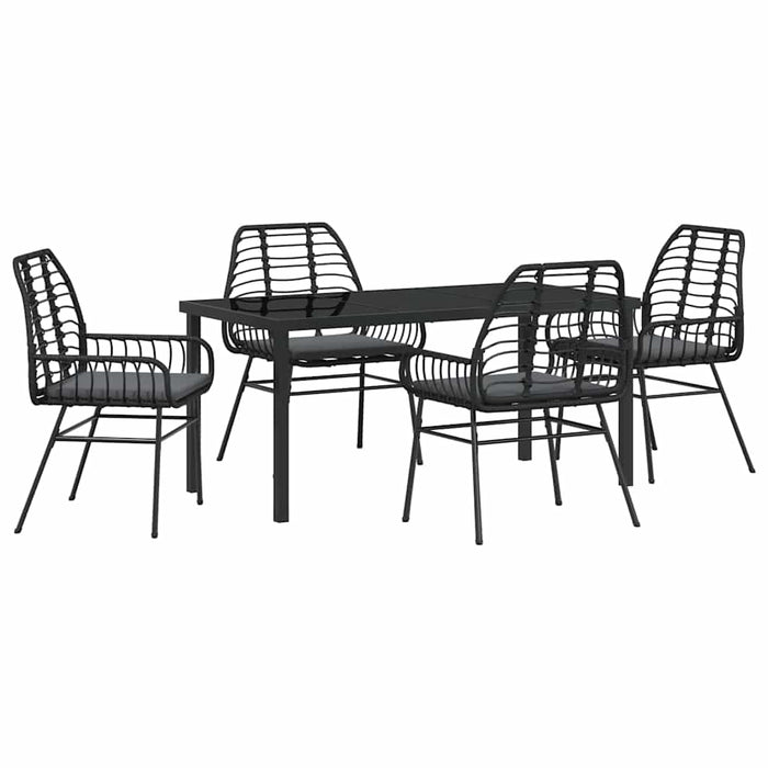 Set de masă pentru grădină 5 pcs Negru poliratan - WALTI WALTI