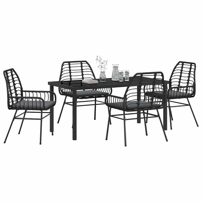 Set de masă pentru grădină 5 pcs Negru poliratan - WALTI WALTI