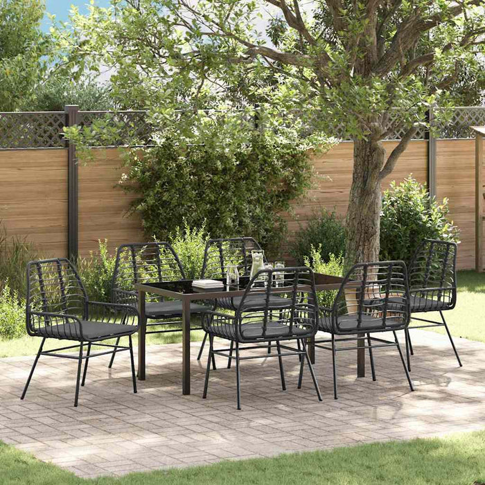 Set de masă pentru grădină 7 pcs Negru poliratan WALTI