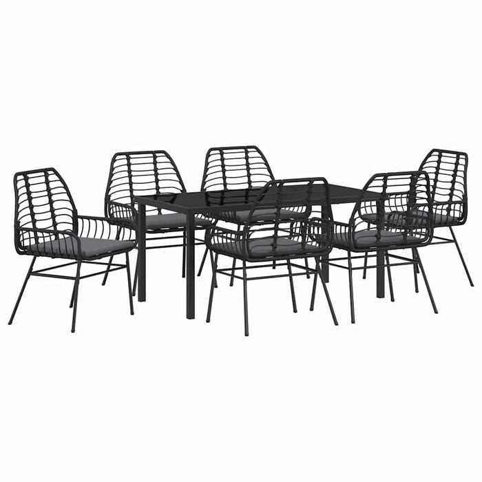Set de masă pentru grădină 7 pcs Negru poliratan WALTI