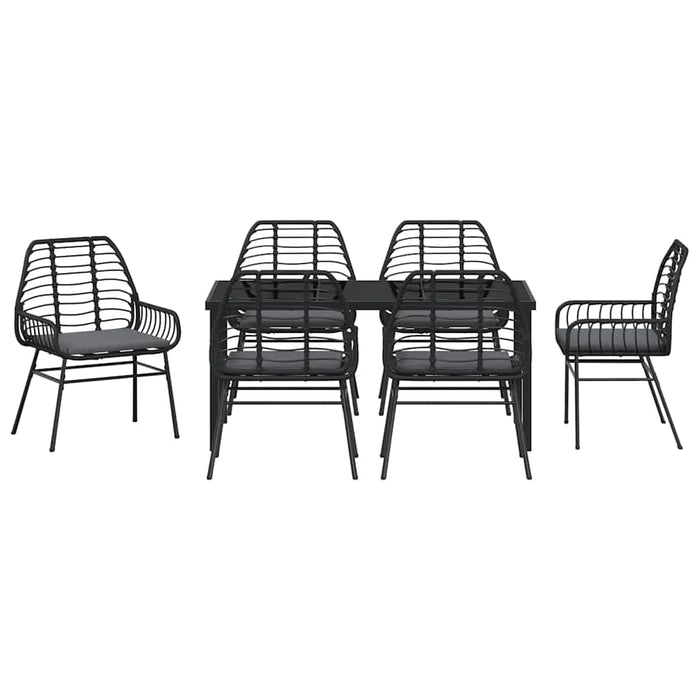 Set de masă pentru grădină 7 pcs Negru poliratan WALTI