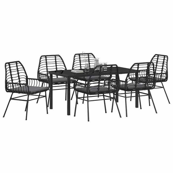 Set de masă pentru grădină 7 pcs Negru poliratan WALTI