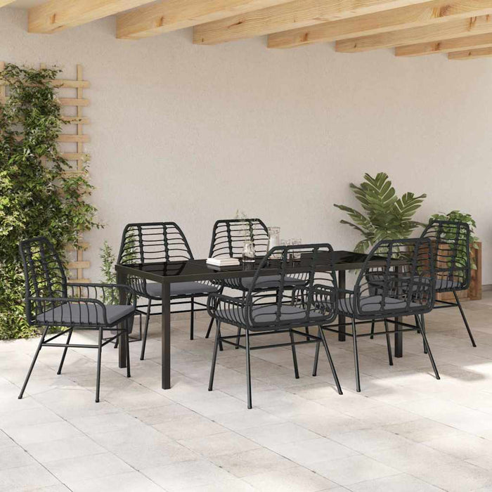 Set de masă pentru grădină 7 pcs Negru poliratan - WALTI WALTI