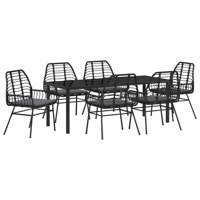 Set de masă pentru grădină 7 pcs Negru poliratan - WALTI WALTI
