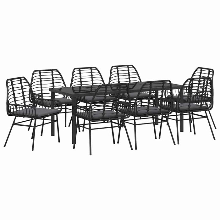 Set de masă pentru grădină 9 pcs Negru poliratan - WALTI WALTI