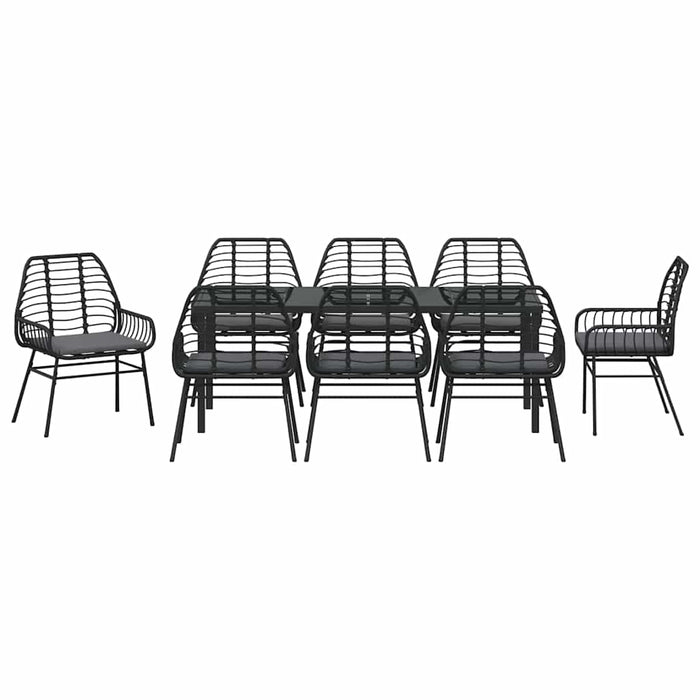 Set de masă pentru grădină 9 pcs Negru poliratan - WALTI WALTI